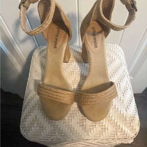 Jeffrey Campbell Tan Wedge Sandals with Ankle Strap